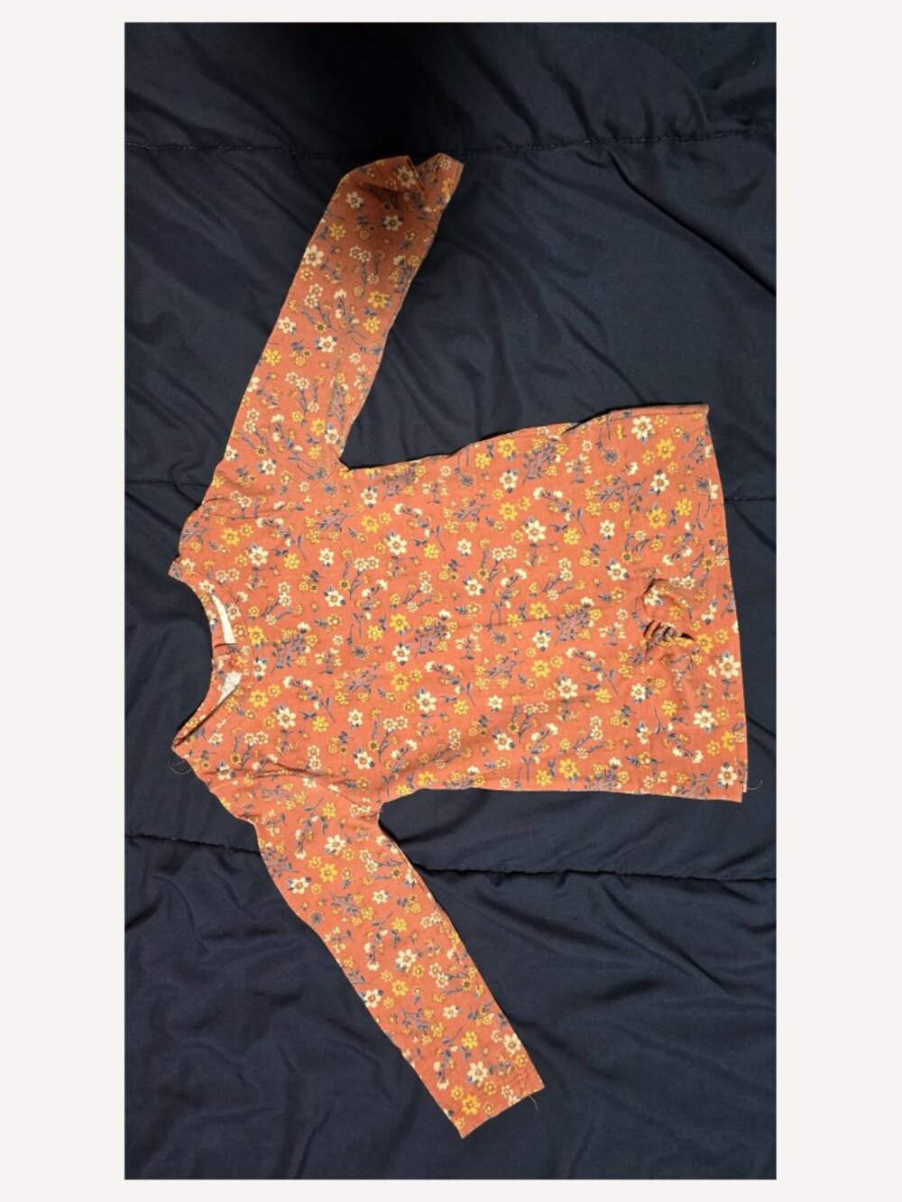 Little Lass Rust Floral Long-Sleeve Top - 3T